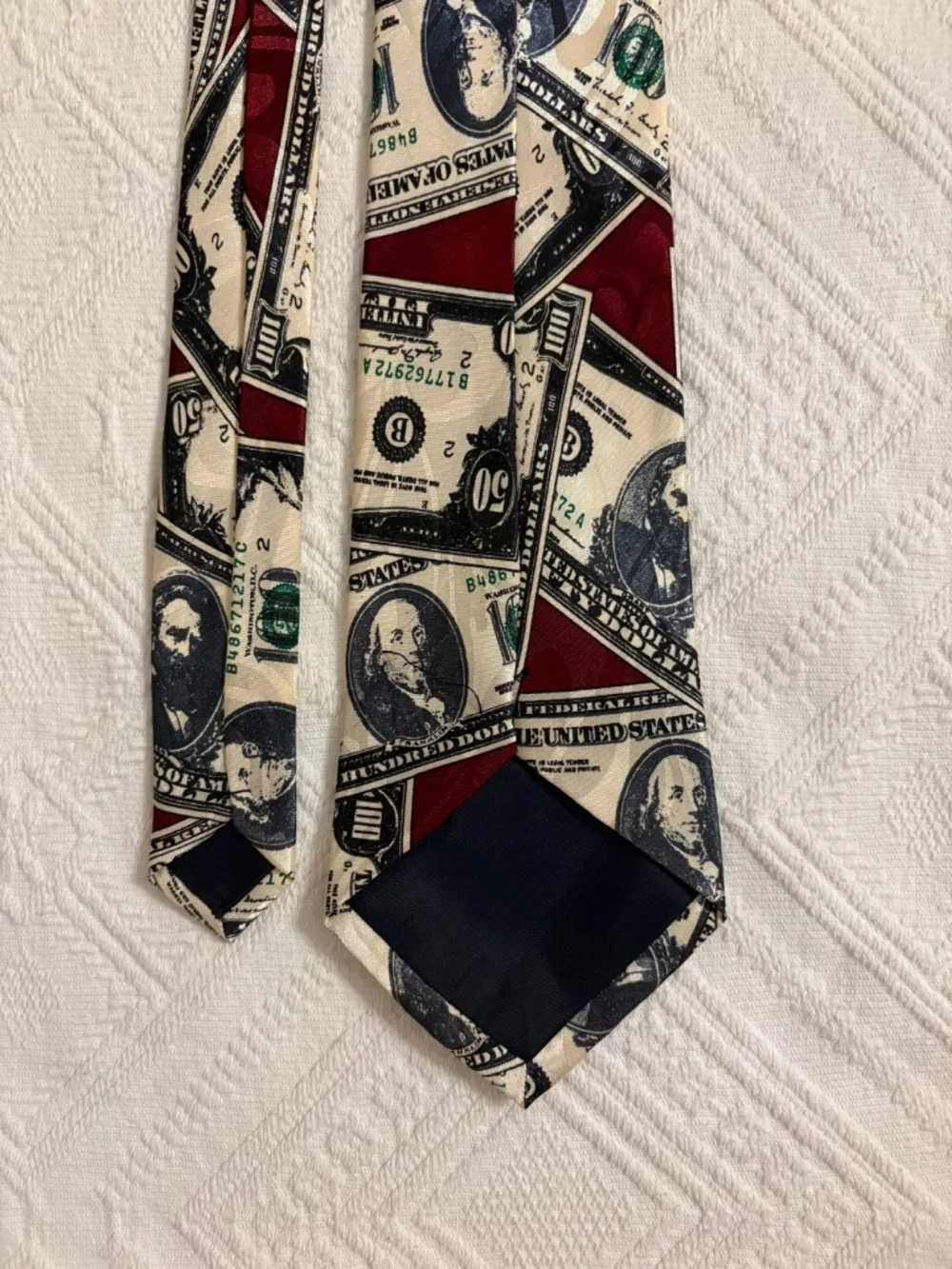 Steven Harris Mens Money Vintage Novelty Silk Tie Maroon Burgundy Cash Currency